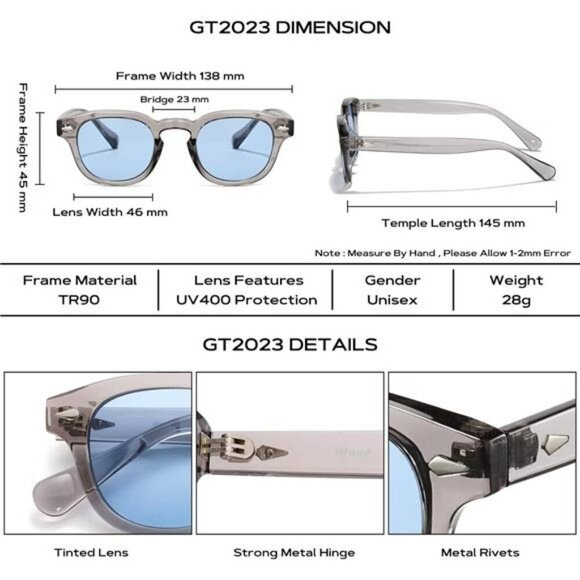 Vintage Round Tinted Sunglasses Retro Circle UV400 Unisex Travel Eyewear - Picture 5 of 7